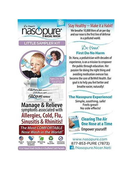 Kit de Lavado Nasal Nasopure 4 Oz + 4 Paquetes de Sal