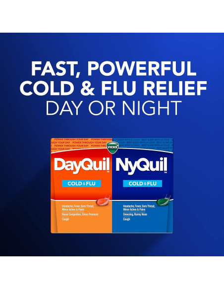 Vicks DayQuil y NyQuil 72 Cápsulas - Alivio Resfriado y Gripe