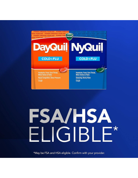 Vicks DayQuil y NyQuil 72 Cápsulas - Alivio Resfriado y Gripe
