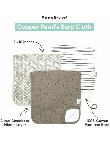 Paños de Eructo para Bebés Copper Pearl - 3 Unidades 53x25 cm