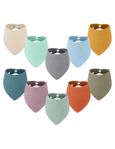 Baberos de Muselina 100% Algodón Accmor 10 Piezas Bebés