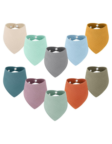 Baberos de Muselina 100% Algodón Accmor 10 Piezas Bebés