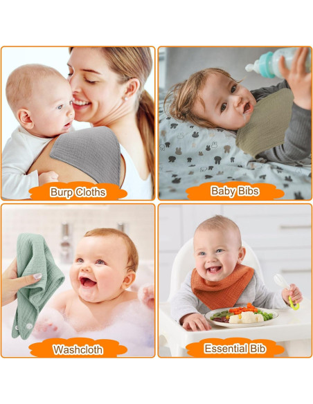 Baberos de Muselina 100% Algodón Accmor 10 Piezas Bebés