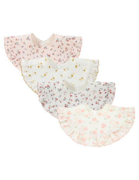 4 Baberos de Muselina Unisex Algodón para Bebés 0-36 Meses