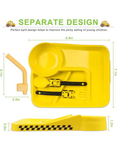 Set de Platos y Utensilios de Construcción Deinyi - Amarillo