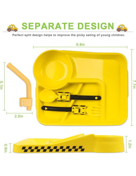 Set de Platos y Utensilios de Construcción Deinyi - Amarillo
