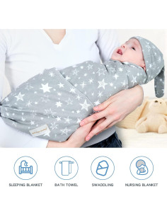 Conjunto de Manta y Sombrero LAT LEE AND TOWN 100% Algodón 2