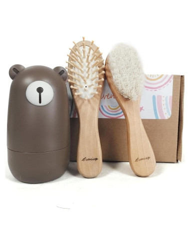 Juego de cortauñas para bebés 6 piezas con estuche marrón claro