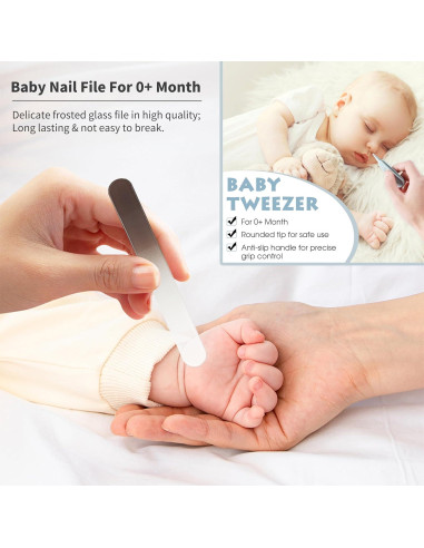 Juego de cortauñas para bebés 6 piezas con estuche marrón claro