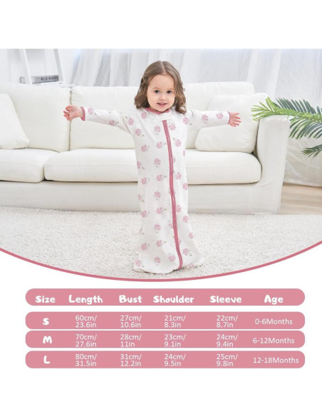 Saco de Sueño de Manga Larga Baby Honey 0-18 Meses Algodón