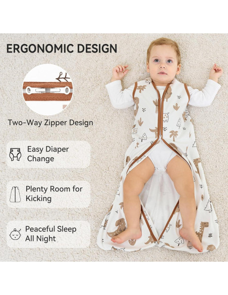 Saco de Sueño para Bebés 6-12 Meses FILLEEP 100% Algodón 0.5 Tog