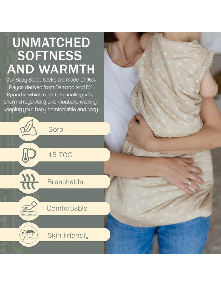 Saco de Sueño KIDSco para Bebés 6-18 Meses, Rayón de Bambú 1.5 TOG