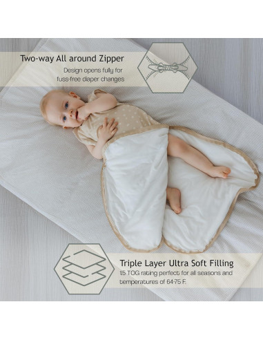 Saco de Sueño KIDSco para Bebés 6-18 Meses, Rayón de Bambú 1.5 TOG