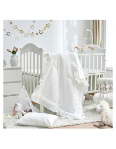 Juego de Ropa de Cuna 3 Piezas Uozzi Blanco Acolchado