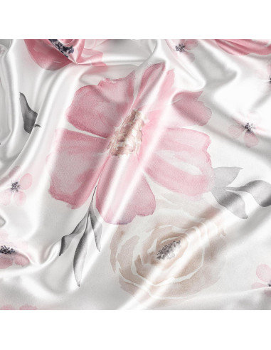 Hoja de Cuna Ajustada de Satén Sweet Jojo Rosa y Gris Floral