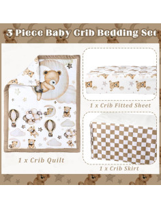 Juego de Ropa de Cuna Hahafelt Oso de Peluche 3 Piezas 2