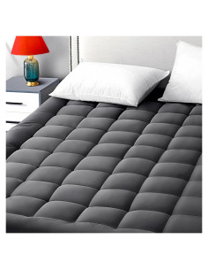 Funda de Colchón EASELAND King 198x203 cm Acolchada Gris