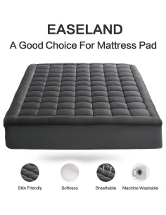 Funda de Colchón EASELAND King 198x203 cm Acolchada Gris 2