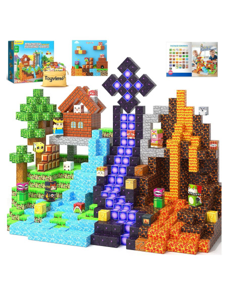 200 Piezas Bloques Magnéticos Toyvimo con Tablero 3-12 Años