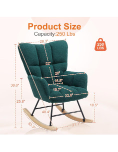 Silla Mecedora Sweetcrispy Verde Profundo para Nursery 2