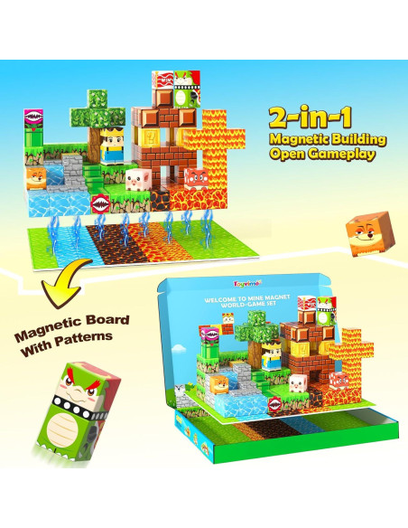 200 Piezas Bloques Magnéticos Toyvimo con Tablero 3-12 Años