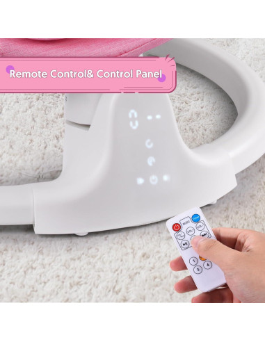 Columpio Bluetooth para Bebés Rosa, Compacto y Portátil, 5 Velocidades, 10 Canciones