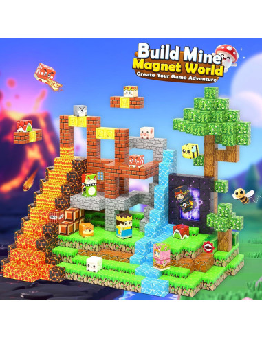 200 Piezas Bloques Magnéticos Toyvimo con Tablero 3-12 Años