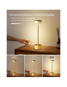 Lámpara de Mesa Inalámbrica LED FUNTAPHANTA Dorada 4000mAh 2