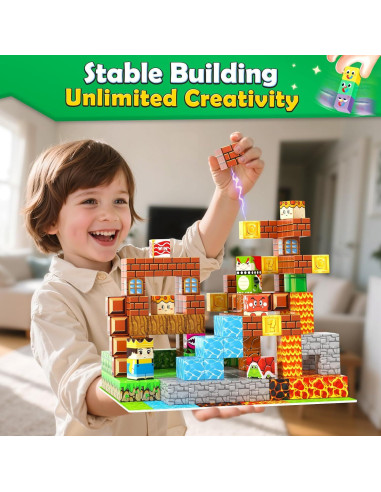 200 Piezas Bloques Magnéticos Toyvimo con Tablero 3-12 Años