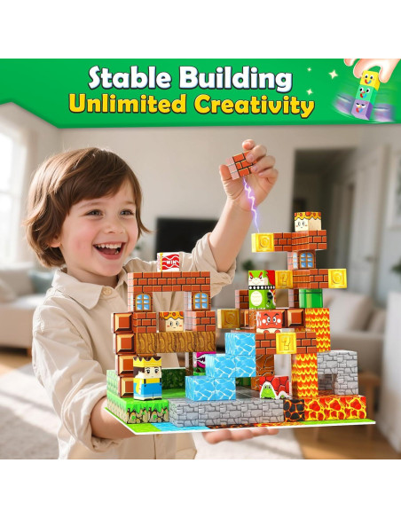 200 Piezas Bloques Magnéticos Toyvimo con Tablero 3-12 Años