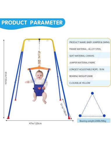 Columpio y Saltador 3 en 1 Qiqidog para Bebés - Seguridad y Diversión