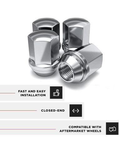 Tuerca de Rueda White Knight 9/16"-18 para Dodge y Ram - Paquete de 4