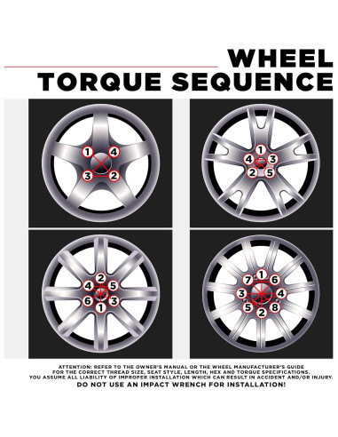 Tuerca de Rueda White Knight 9/16"-18 para Dodge y Ram - Paquete de 4