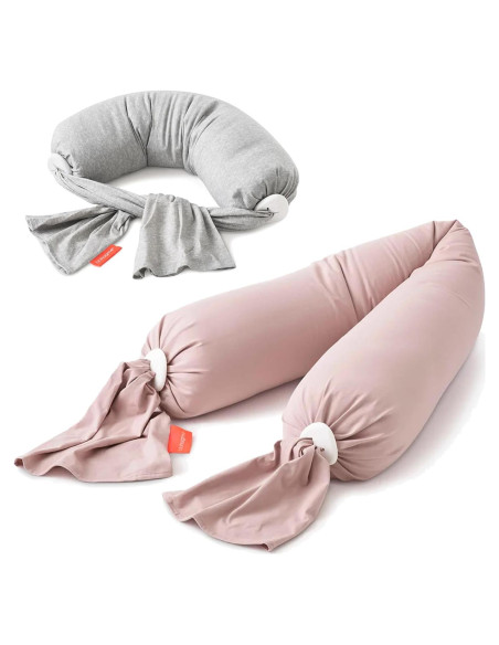 Almohada Ajustable para Embarazo y Lactancia bbhugme - Rosa y Gris