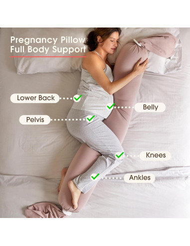 Almohada Ajustable para Embarazo y Lactancia bbhugme - Rosa y Gris