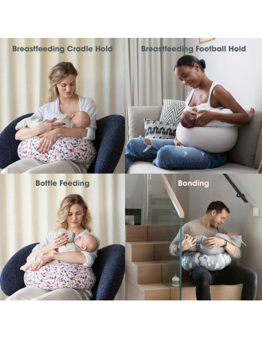 Almohada Ajustable para Embarazo y Lactancia bbhugme - Rosa y Gris