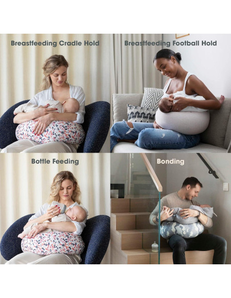 Almohada Ajustable para Embarazo y Lactancia bbhugme - Rosa y Gris