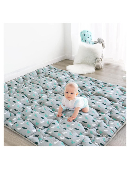 Alfombra de Juego Antideslizante Dinosaurio Gris 127x127cm