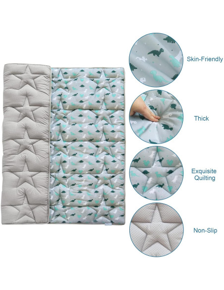 Alfombra de Juego Antideslizante Dinosaurio Gris 127x127cm