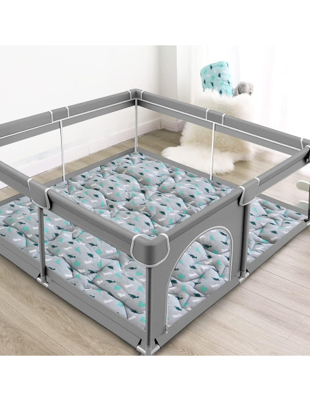 Alfombra de Juego Antideslizante Dinosaurio Gris 127x127cm