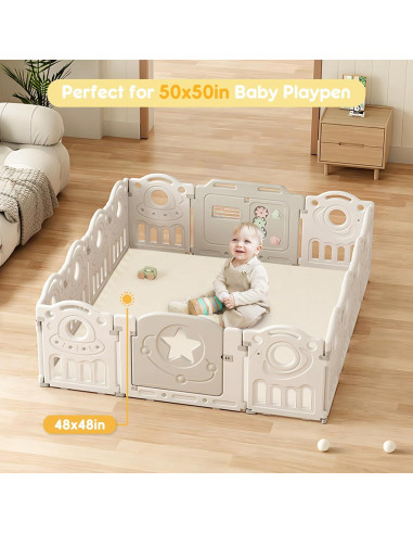 Alfombra de Juego Acolchada PIIKAGO 121.92x121.92 cm Beige