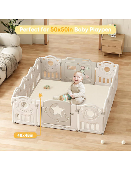 Alfombra de Juego Acolchada PIIKAGO 121.92x121.92 cm Beige