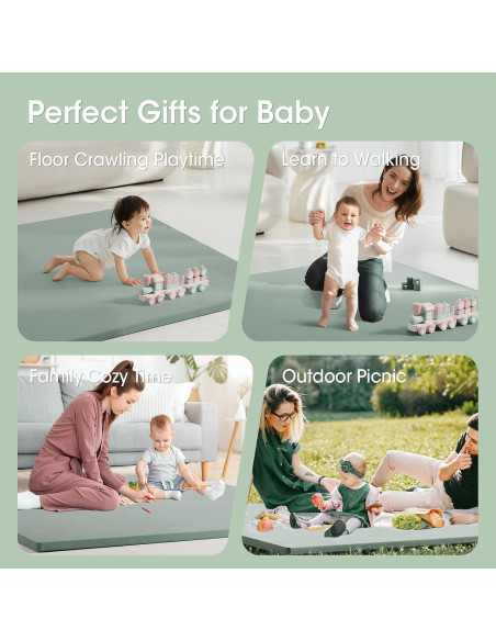 Alfombra de Juego para Bebés Verde 127x127 cm Cuero Vegano