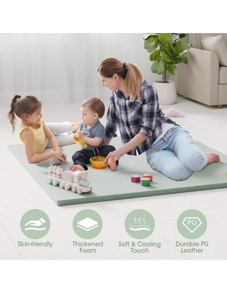 Alfombra de Juego para Bebés Verde 127x127 cm Cuero Vegano