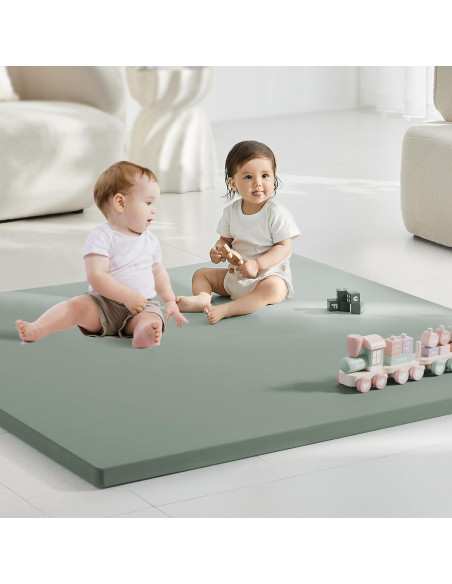 Alfombra de Juego para Bebés Verde 127x127 cm Cuero Vegano