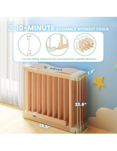 Parque Infantil Plegable de Madera 8 Paneles Ajustable 2