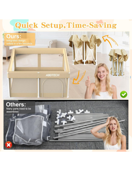 Parque Infantil Plegable Caqui 127x127cm con Alfombra y 30 Pelotas