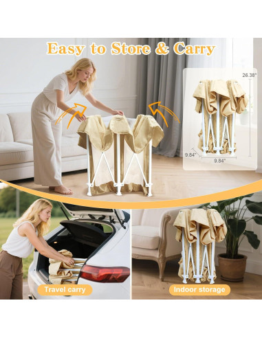 Parque Infantil Plegable Caqui 127x127cm con Alfombra y 30 Pelotas