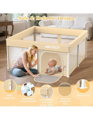 Parque Infantil Plegable Caqui 127x127cm con Alfombra y 30 Pelotas