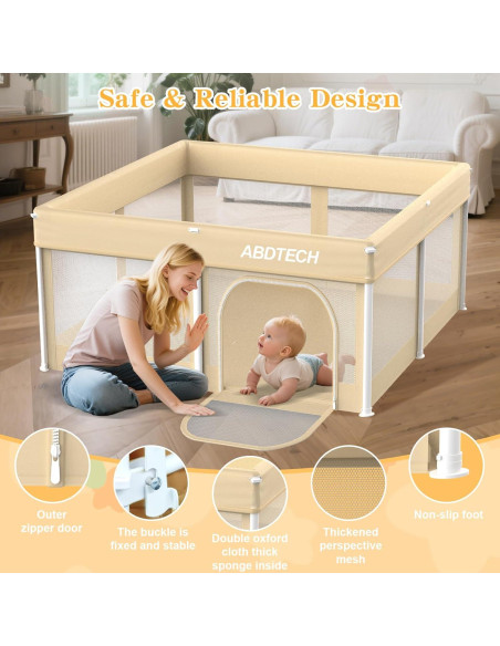 Parque Infantil Plegable Caqui 127x127cm con Alfombra y 30 Pelotas